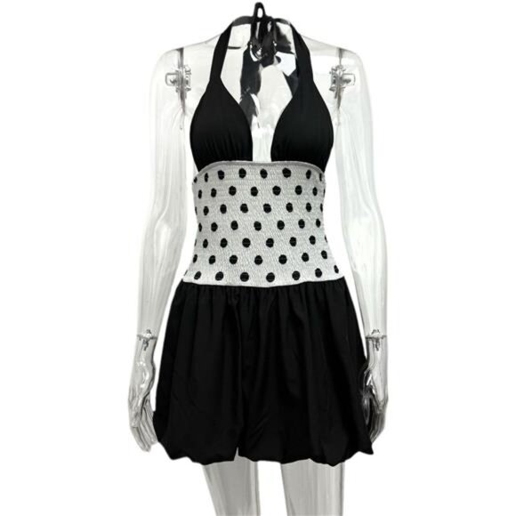 Polka Dot Halter Neck Mini Dress - Picture 8 of 9